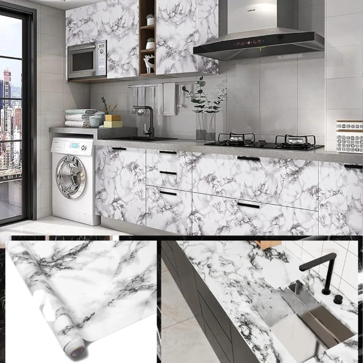 Self-Adhesive Kitchen Marble Sheet Waterproof Heat Resistant(60×200)