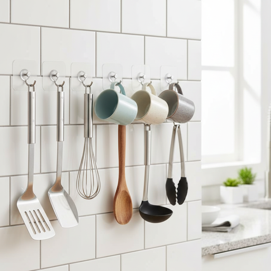 Wall Mounted Self Adhesive Transparent Screw Hooks