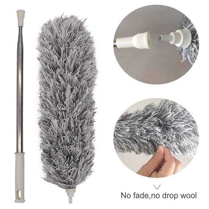 Microfiber Fan Duster Telescopic Extendable Gray Duster 360