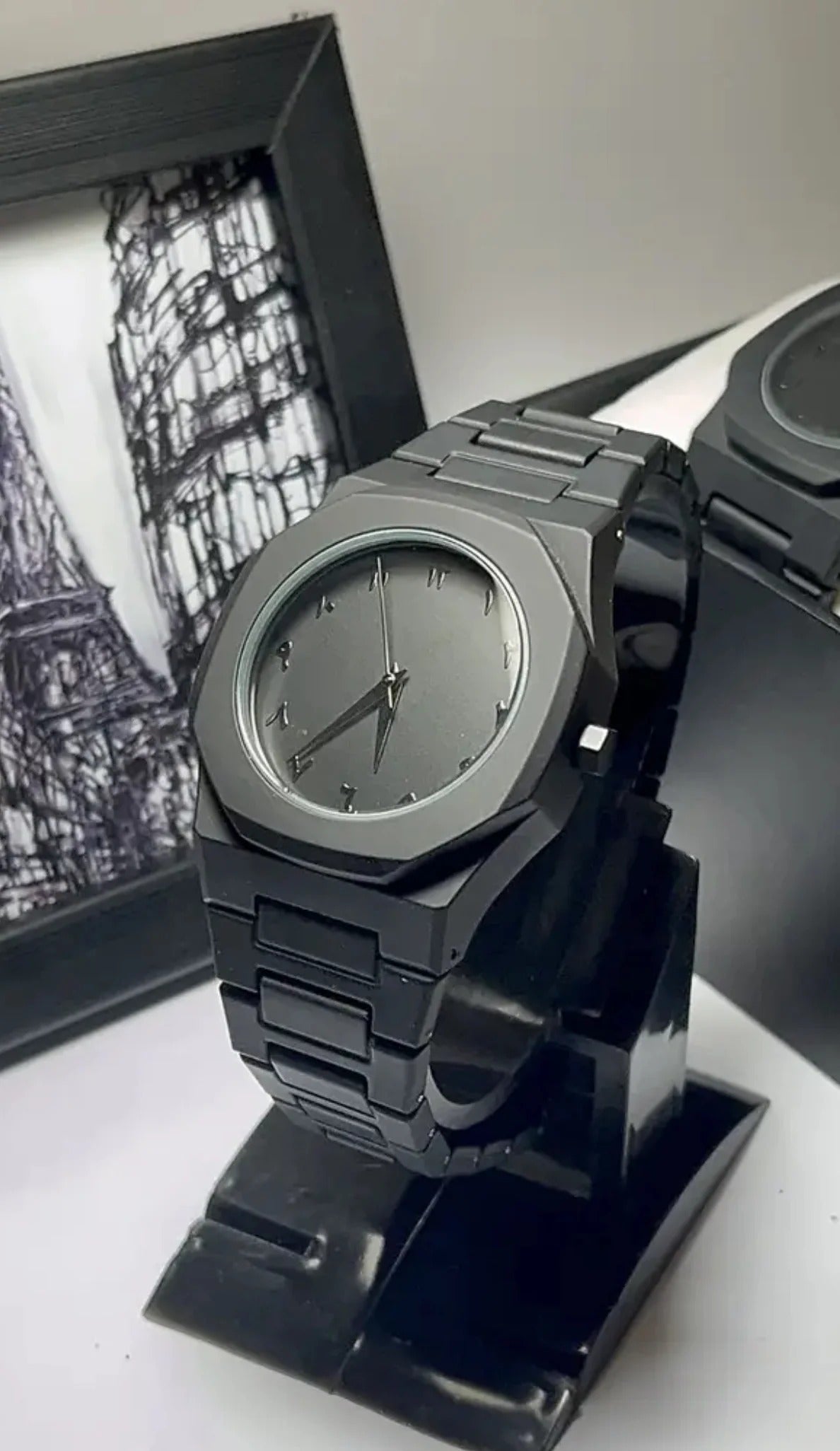 Full BLACK AURA Quartz Watch – Lightweight Design With Black Box