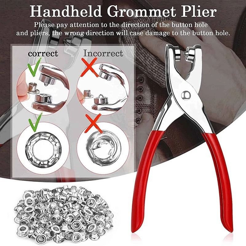 Hand Press Grommet Eyelet Plier Set