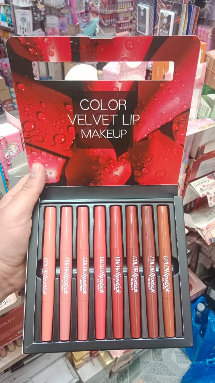 Pack Of 8 2 In 1 Matte Lipstick And Lip Liner Set