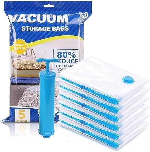5Pcs Vacuum Seal Storage Bags With Pump