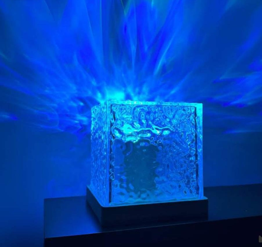 Dynamic Rotating Water Ripple Night Light 12 Colors Flame Crystal Lamp