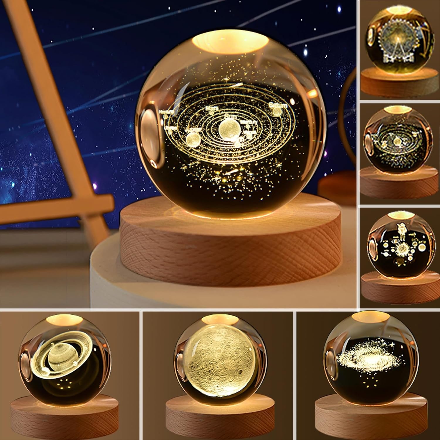 USB LED Galaxy Crystal Ball Lamp