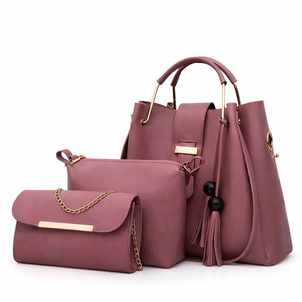 Elegant 3-Piece Women’s Handbag Set – Black Shoulder Bag, Crossbody & Clutch Purse