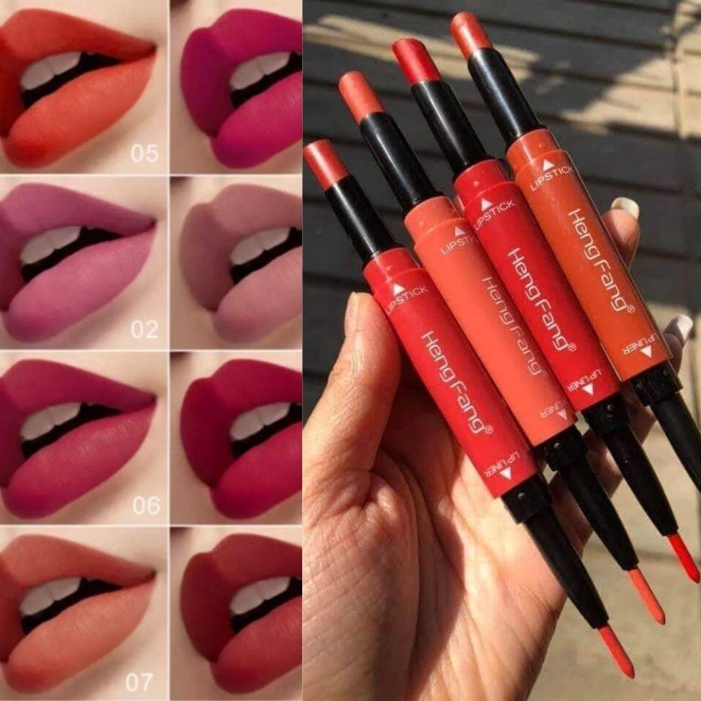 Pack Of 8 2 In 1 Matte Lipstick And Lip Liner Set
